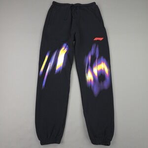 PacSun Pants Mens Small Black Formula 1 Fleece Sweatpants Racing Car Graphic